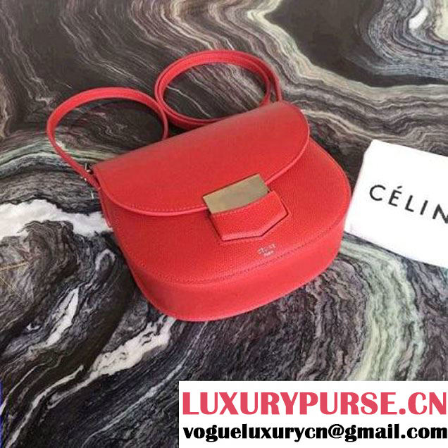 Celine Small Trotteur Shoulder Bag In Indian Red Grained Calfskin 2016 (2A011-6091702 )