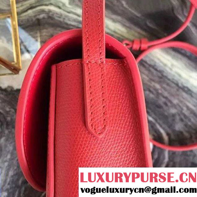 Celine Small Trotteur Shoulder Bag In Indian Red Grained Calfskin 2016 (2A011-6091702 )