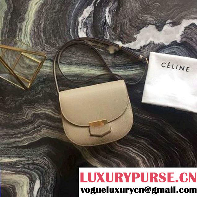 Celine Small Trotteur Shoulder Bag In Beige Grained Calfskin 2016 (2A011-6091704 )