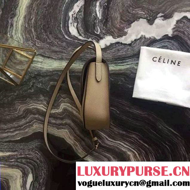 Celine Small Trotteur Shoulder Bag In Beige Grained Calfskin 2016 (2A011-6091704 )