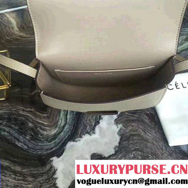 Celine Small Trotteur Shoulder Bag In Beige Grained Calfskin 2016 (2A011-6091704 )