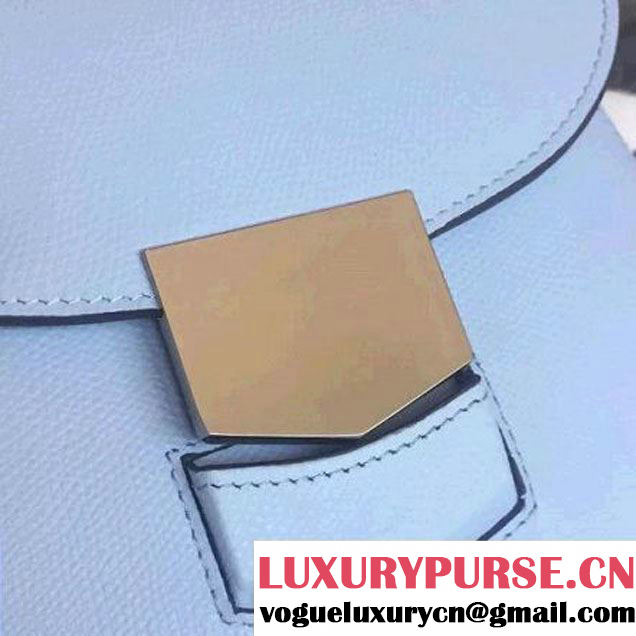 Celine Small Trotteur Shoulder Bag In Pale Blue Grained Calfskin 2016 (2A011-6091705 )