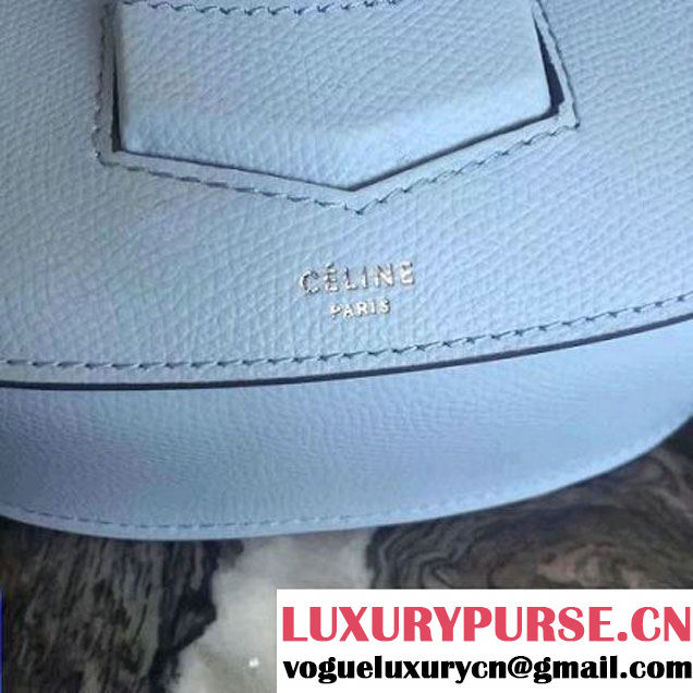 Celine Small Trotteur Shoulder Bag In Pale Blue Grained Calfskin 2016 (2A011-6091705 )