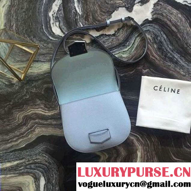 Celine Small Trotteur Shoulder Bag In Pale Blue Grained Calfskin 2016 (2A011-6091705 )