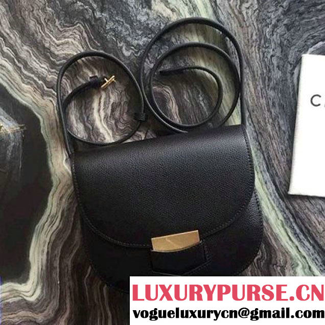 Celine Small Trotteur Shoulder Bag In Black Grained Calfskin 2016 (2A011-6091707 )