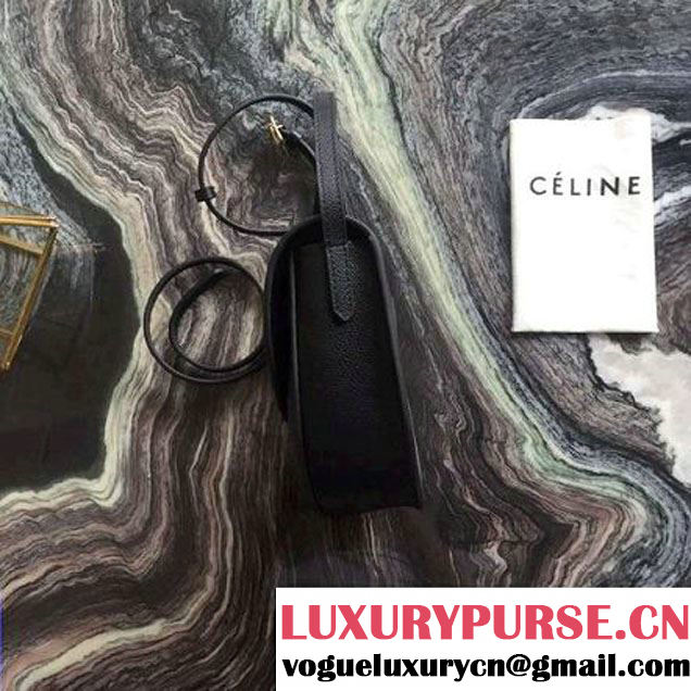 Celine Small Trotteur Shoulder Bag In Black Grained Calfskin 2016 (2A011-6091707 )