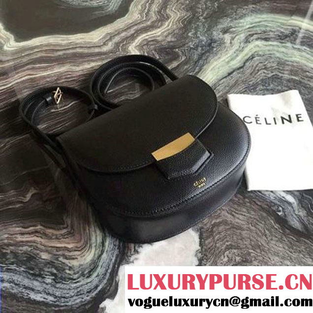 Celine Small Trotteur Shoulder Bag In Black Grained Calfskin 2016 (2A011-6091707 )