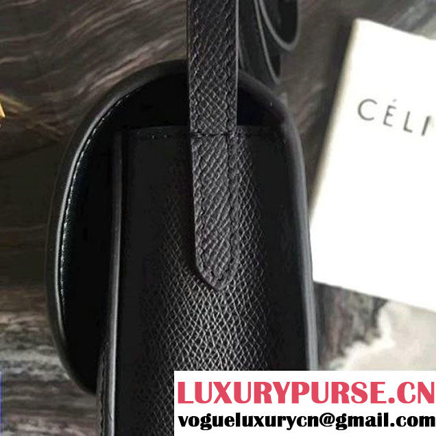 Celine Small Trotteur Shoulder Bag In Black Grained Calfskin 2016 (2A011-6091707 )