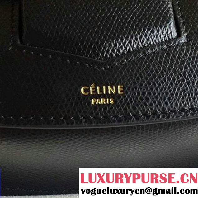 Celine Small Trotteur Shoulder Bag In Black Grained Calfskin 2016 (2A011-6091707 )