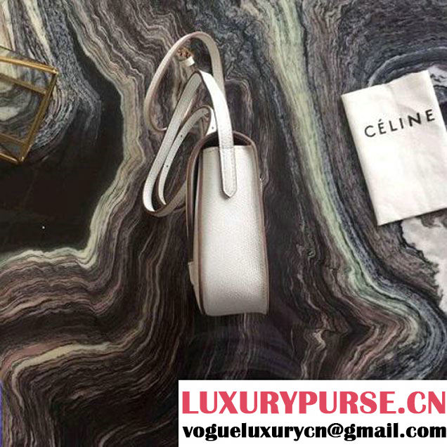 Celine Small Trotteur Shoulder Bag In White Grained Calfskin 2016 (2A011-6091708 )