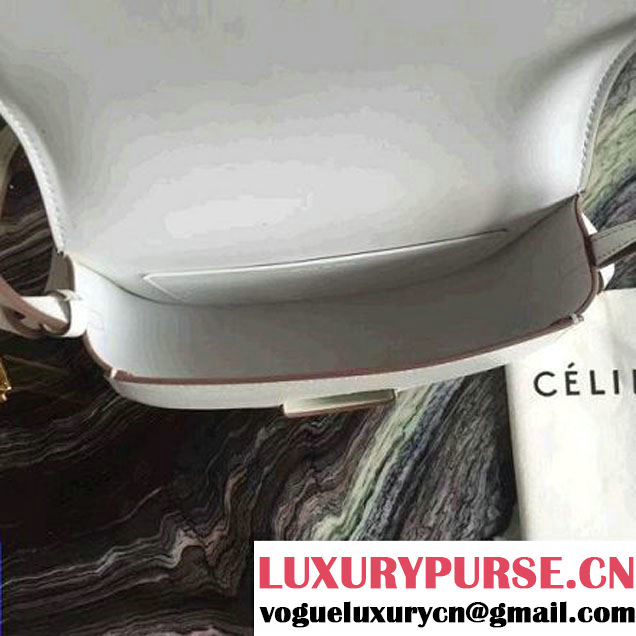 Celine Small Trotteur Shoulder Bag In White Grained Calfskin 2016 (2A011-6091708 )