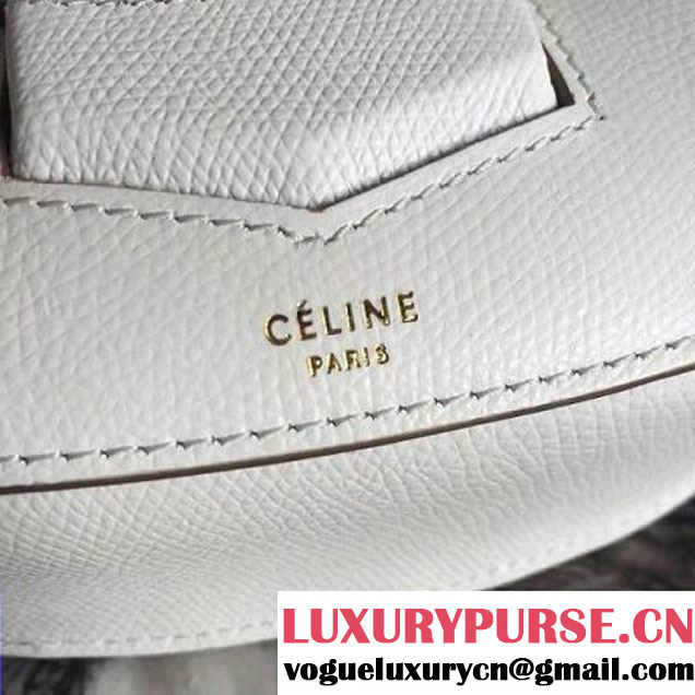 Celine Small Trotteur Shoulder Bag In White Grained Calfskin 2016 (2A011-6091708 )