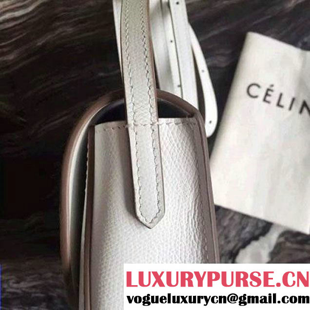 Celine Small Trotteur Shoulder Bag In White Grained Calfskin 2016 (2A011-6091708 )