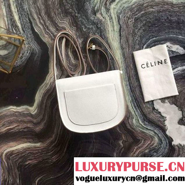Celine Small Trotteur Shoulder Bag In White Grained Calfskin 2016 (2A011-6091708 )