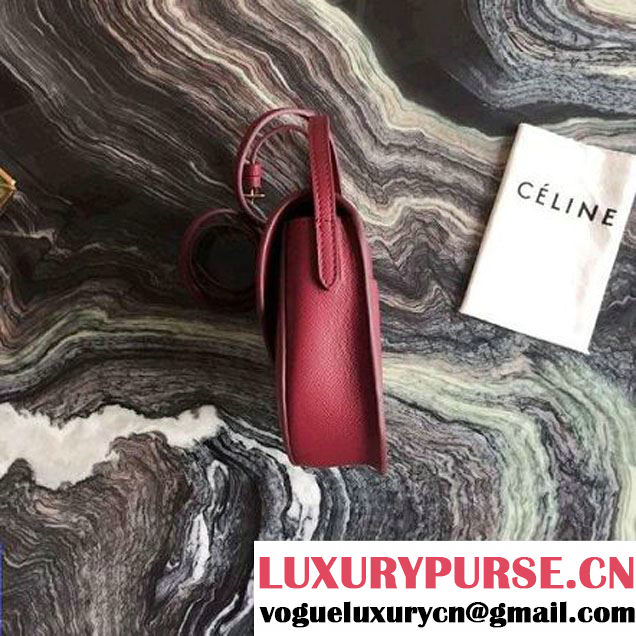 Celine Small Trotteur Shoulder Bag In Red Grained Calfskin 2016 (2A011-6091711 )