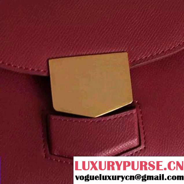 Celine Small Trotteur Shoulder Bag In Red Grained Calfskin 2016 (2A011-6091711 )