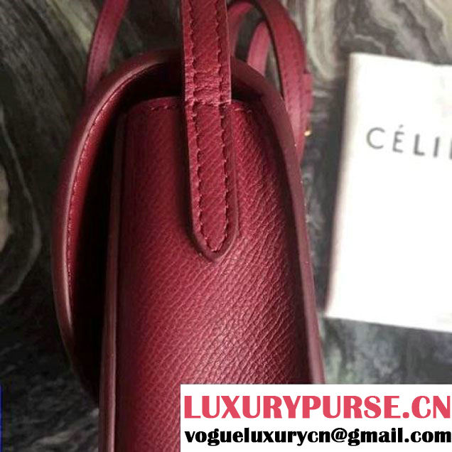 Celine Small Trotteur Shoulder Bag In Red Grained Calfskin 2016 (2A011-6091711 )