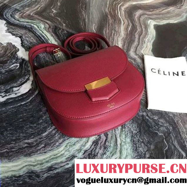 Celine Small Trotteur Shoulder Bag In Red Grained Calfskin 2016 (2A011-6091711 )