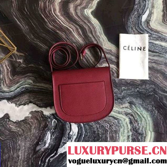 Celine Small Trotteur Shoulder Bag In Red Grained Calfskin 2016 (2A011-6091711 )