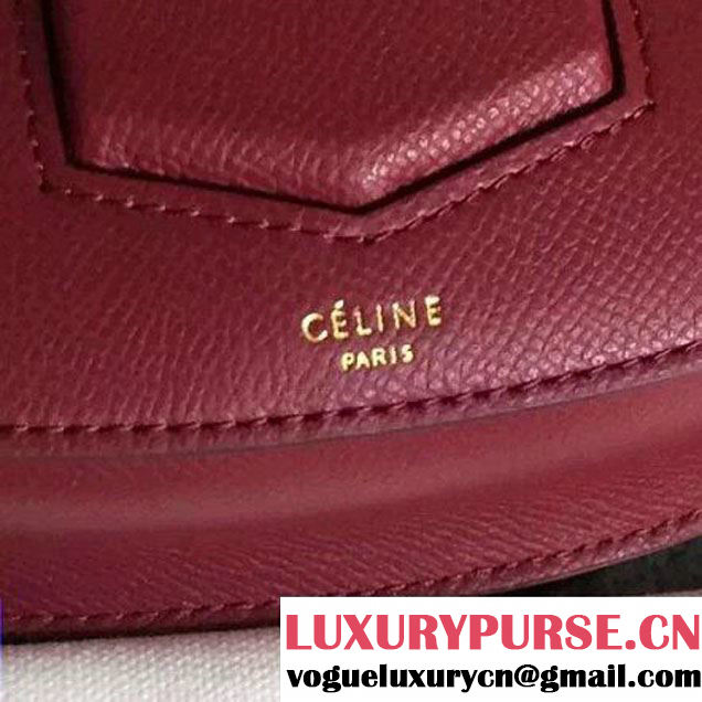 Celine Small Trotteur Shoulder Bag In Red Grained Calfskin 2016 (2A011-6091711 )