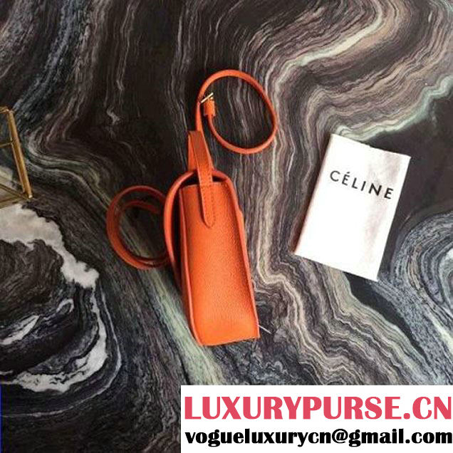 Celine Small Trotteur Shoulder Bag In Orange Grained Calfskin 2016 (2A011-6091712 )