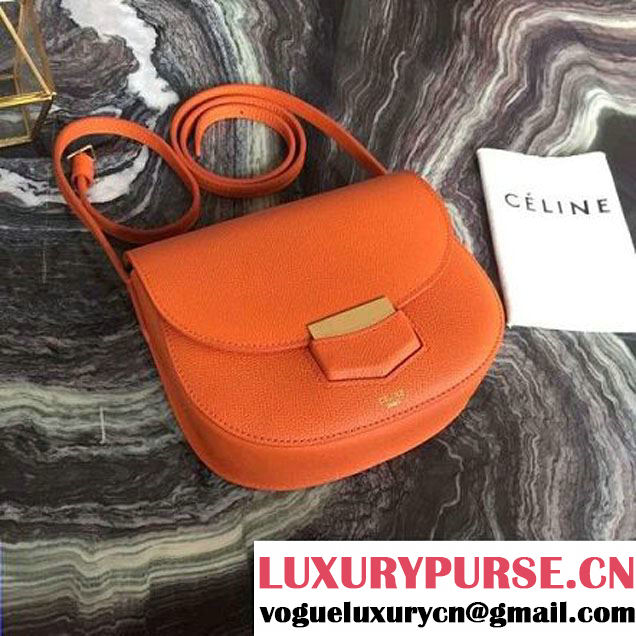 Celine Small Trotteur Shoulder Bag In Orange Grained Calfskin 2016 (2A011-6091712 )