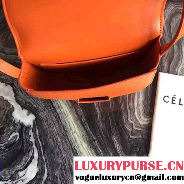 Celine Small Trotteur Shoulder Bag In Orange Grained Calfskin 2016 (2A011-6091712 )