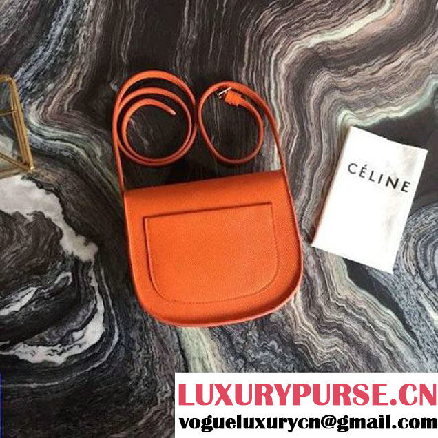 Celine Small Trotteur Shoulder Bag In Orange Grained Calfskin 2016 (2A011-6091712 )