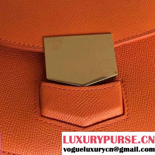 Celine Small Trotteur Shoulder Bag In Orange Grained Calfskin 2016 (2A011-6091712 )