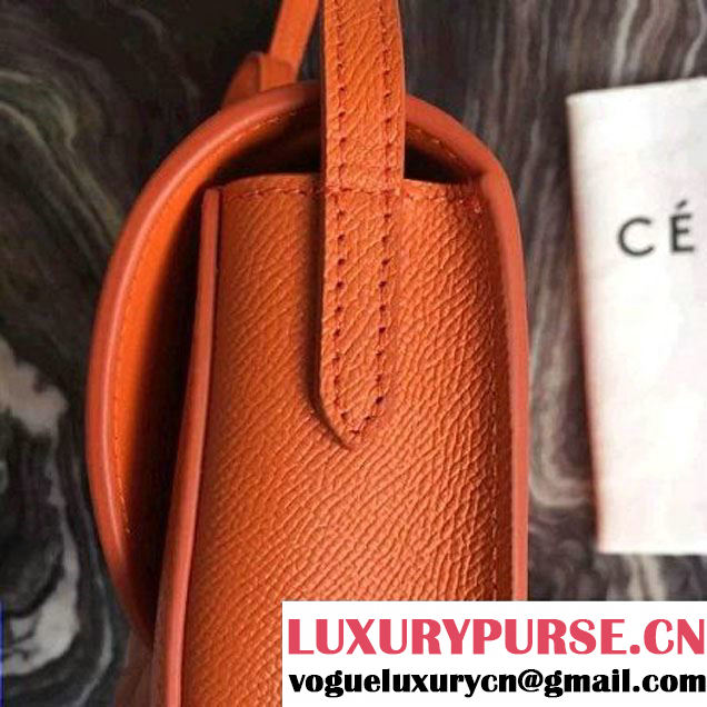 Celine Small Trotteur Shoulder Bag In Orange Grained Calfskin 2016 (2A011-6091712 )