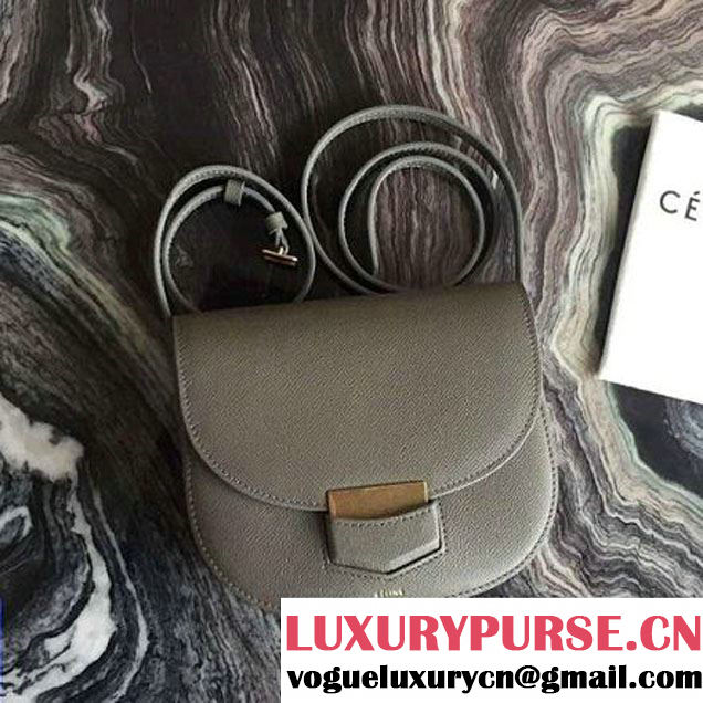 Celine Small Trotteur Shoulder Bag In Gray Grained Calfskin 2016 (2A011-6091713 )