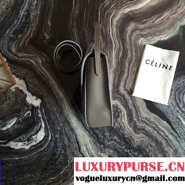 Celine Small Trotteur Shoulder Bag In Gray Grained Calfskin 2016 (2A011-6091713 )