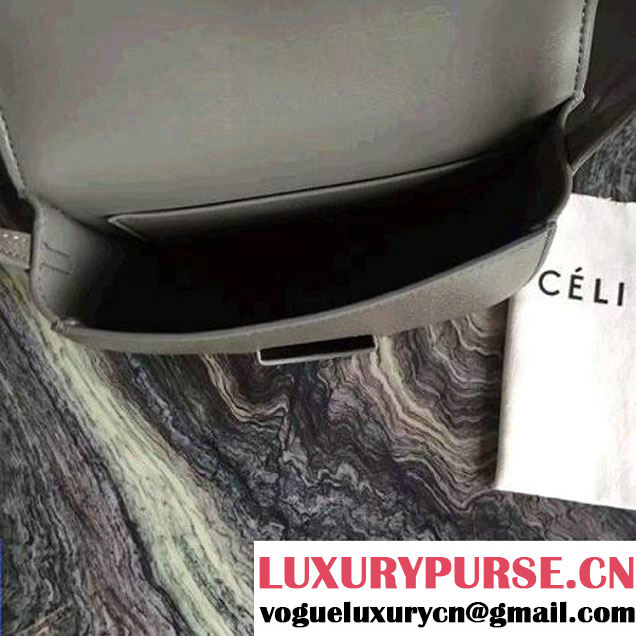 Celine Small Trotteur Shoulder Bag In Gray Grained Calfskin 2016 (2A011-6091713 )