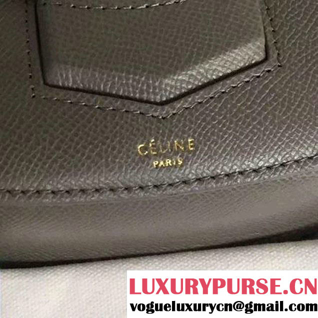 Celine Small Trotteur Shoulder Bag In Gray Grained Calfskin 2016 (2A011-6091713 )