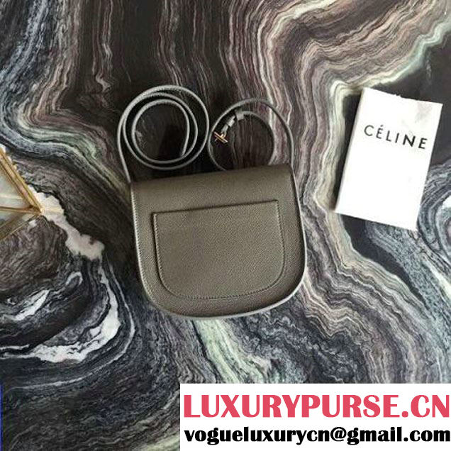 Celine Small Trotteur Shoulder Bag In Gray Grained Calfskin 2016 (2A011-6091713 )