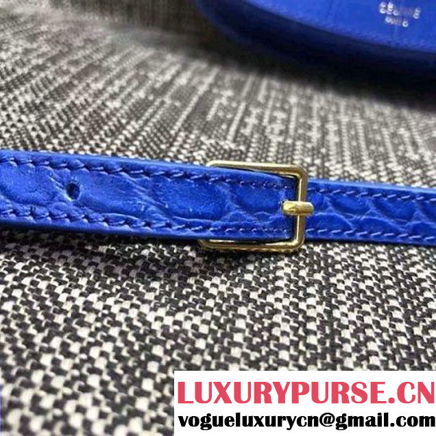 Celine Small Trotteur Shoulder Bag In Calfskin Crocodile Pattern Royal Blue Winter 2016 (XLD-6100703 )