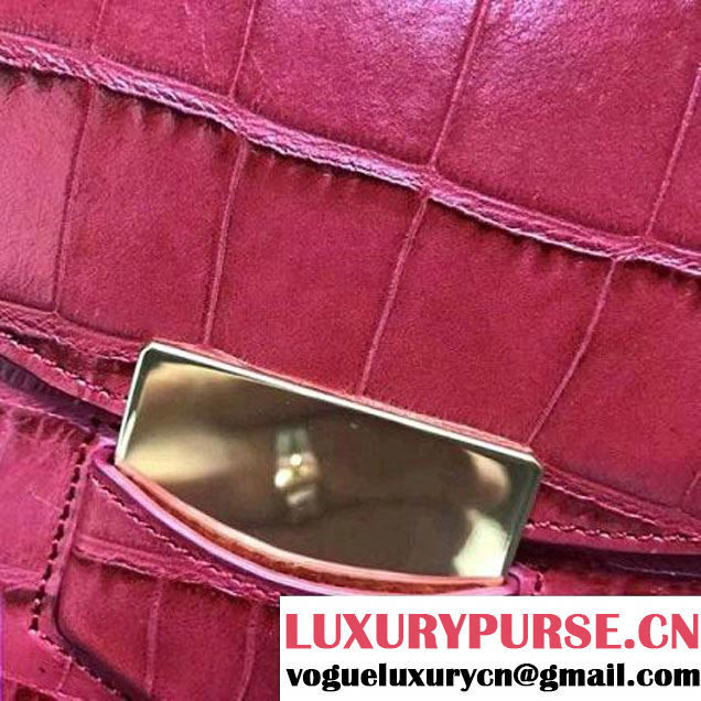 Celine Small Trotteur Shoulder Bag In Calfskin Crocodile Pattern Red Winter 2016 (XLD-6100704 )