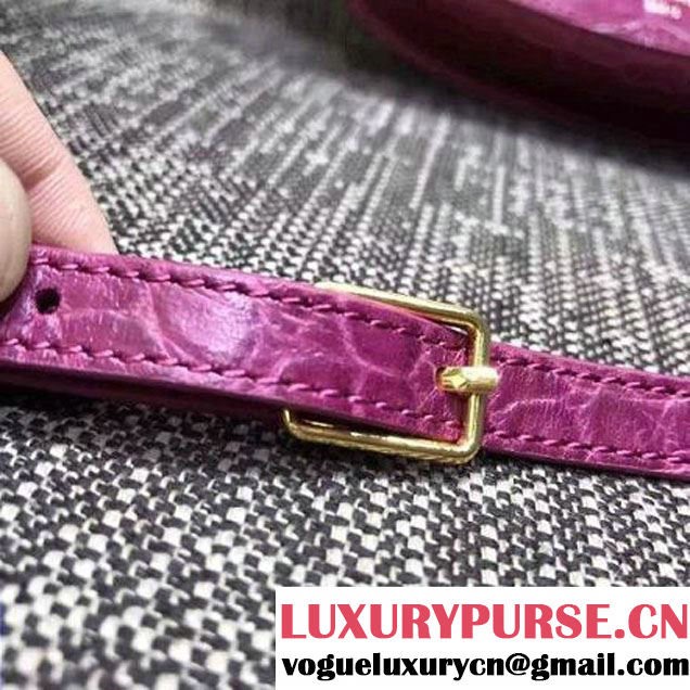 Celine Small Trotteur Shoulder Bag In Calfskin Crocodile Pattern Purple Winter 2016 (XLD-6100705 )