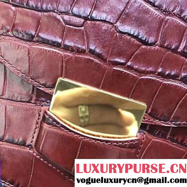 Celine Small Trotteur Shoulder Bag In Calfskin Crocodile Pattern Brown Winter 2016 (XLD-6100706 )