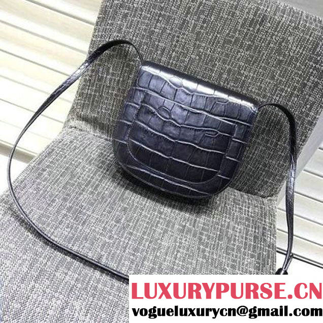Celine Small Trotteur Shoulder Bag In Calfskin Crocodile Pattern Black Winter 2016 (XLD-6100707 )