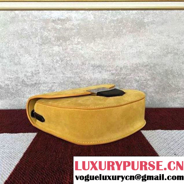 Celine Small Trotteur Shoulder In Suede & Smooth Calfskin Yellow/Black 2016 (2A011-6112122 )