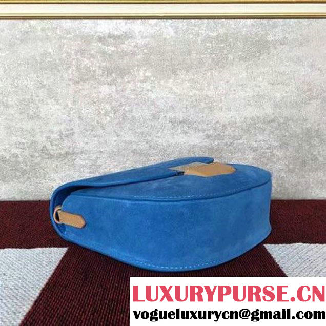 Celine Small Trotteur Shoulder In Suede & Smooth Calfskin Blue/Beige 2016 (2A011-6112123 )