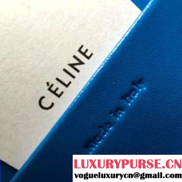 Celine Small Trotteur Shoulder In Suede & Smooth Calfskin Blue/Beige 2016 (2A011-6112123 )