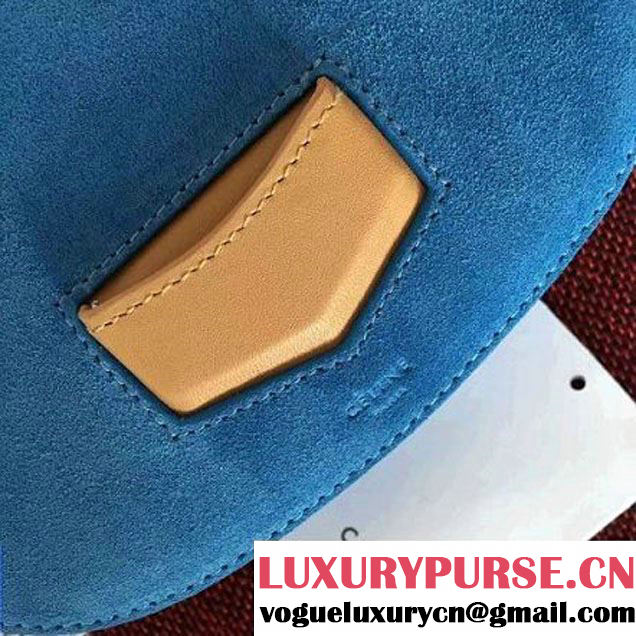 Celine Small Trotteur Shoulder In Suede & Smooth Calfskin Blue/Beige 2016 (2A011-6112123 )