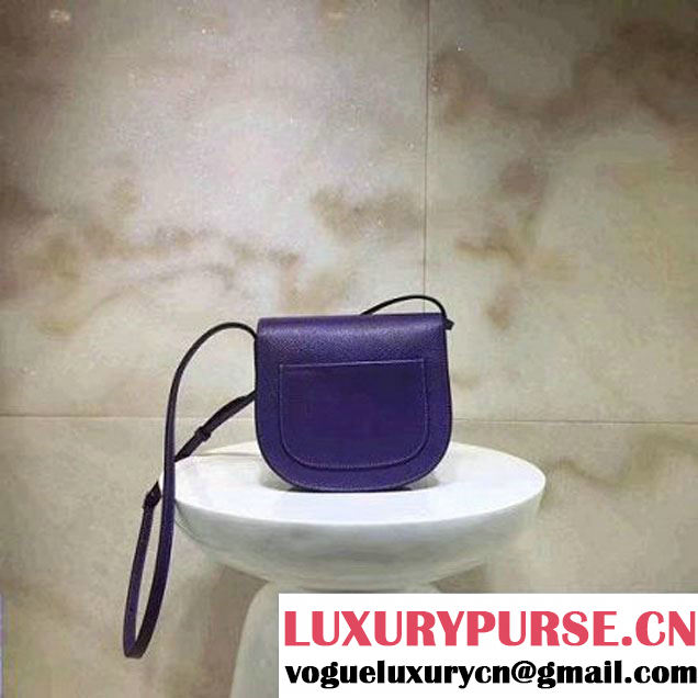 Celine Small Trotteur Shoulder Bag In Gray Grained Calfskin Purple 2017 (1A021-7040709 )