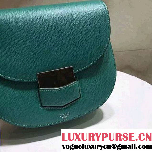 Celine Small Trotteur Shoulder Bag In Gray Grained Calfskin Cactus 2017 (1A021-7040710 )