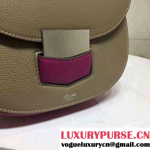 Celine Small Trotteur Shoulder Bag In Natural/Smooth Calfskin Kahki/Rosy 2017 (1A021-7040712 )