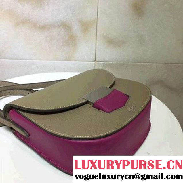 Celine Small Trotteur Shoulder Bag In Natural/Smooth Calfskin Kahki/Rosy 2017 (1A021-7040712 )