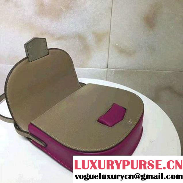 Celine Small Trotteur Shoulder Bag In Natural/Smooth Calfskin Kahki/Rosy 2017 (1A021-7040712 )