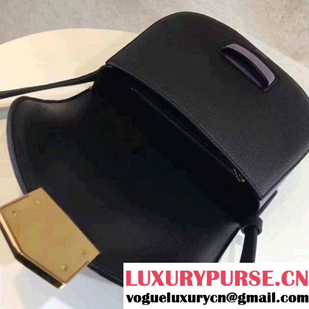 Celine Small Trotteur Shoulder Bag In Natural/Smooth Calfskin Black/Lavender 2017 (1A021-7040713 )